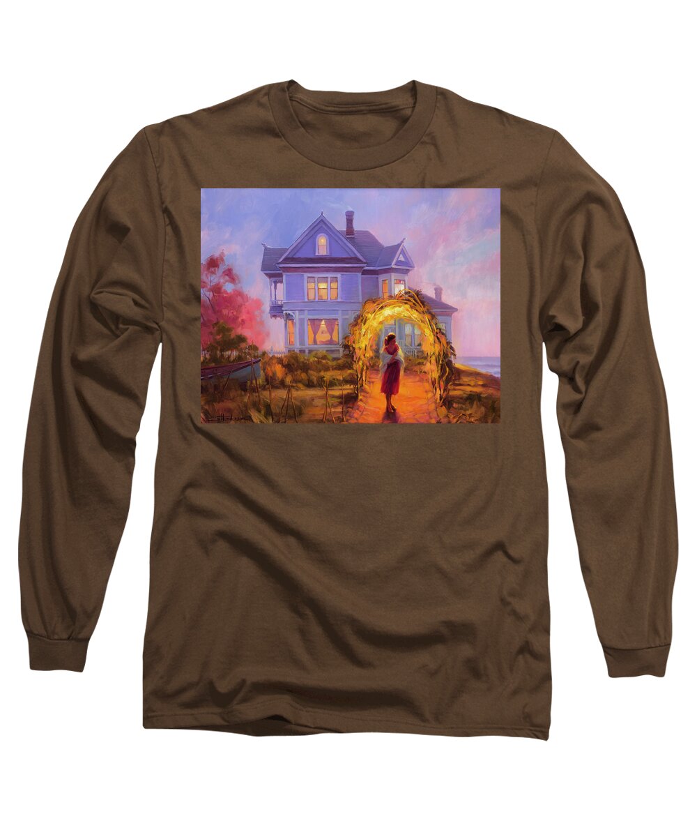 Woman Long Sleeve T-Shirt featuring the painting Lady in Waiting by Steve Henderson