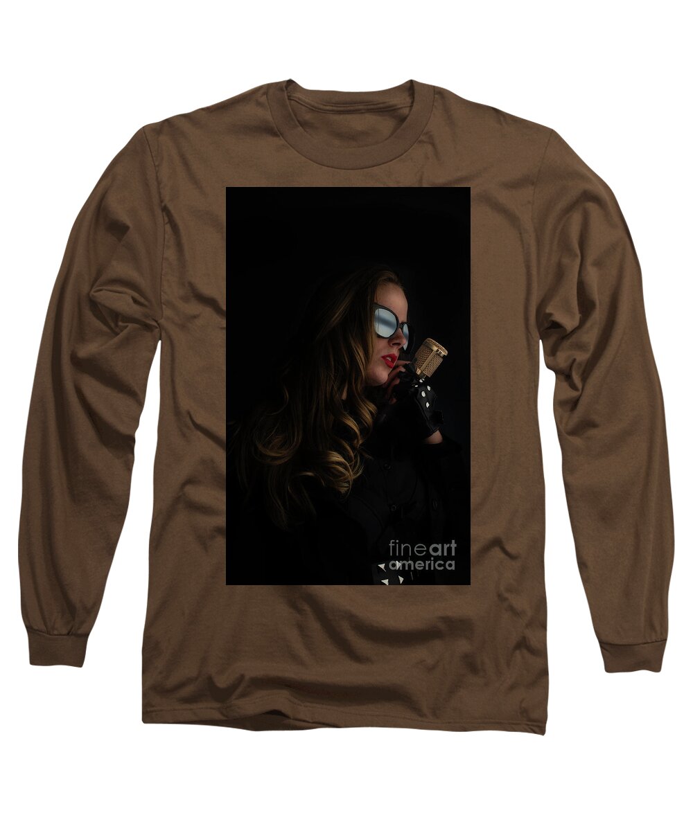 Blues Long Sleeve T-Shirt featuring the digital art Lady sings the Blues by Jim Hatch