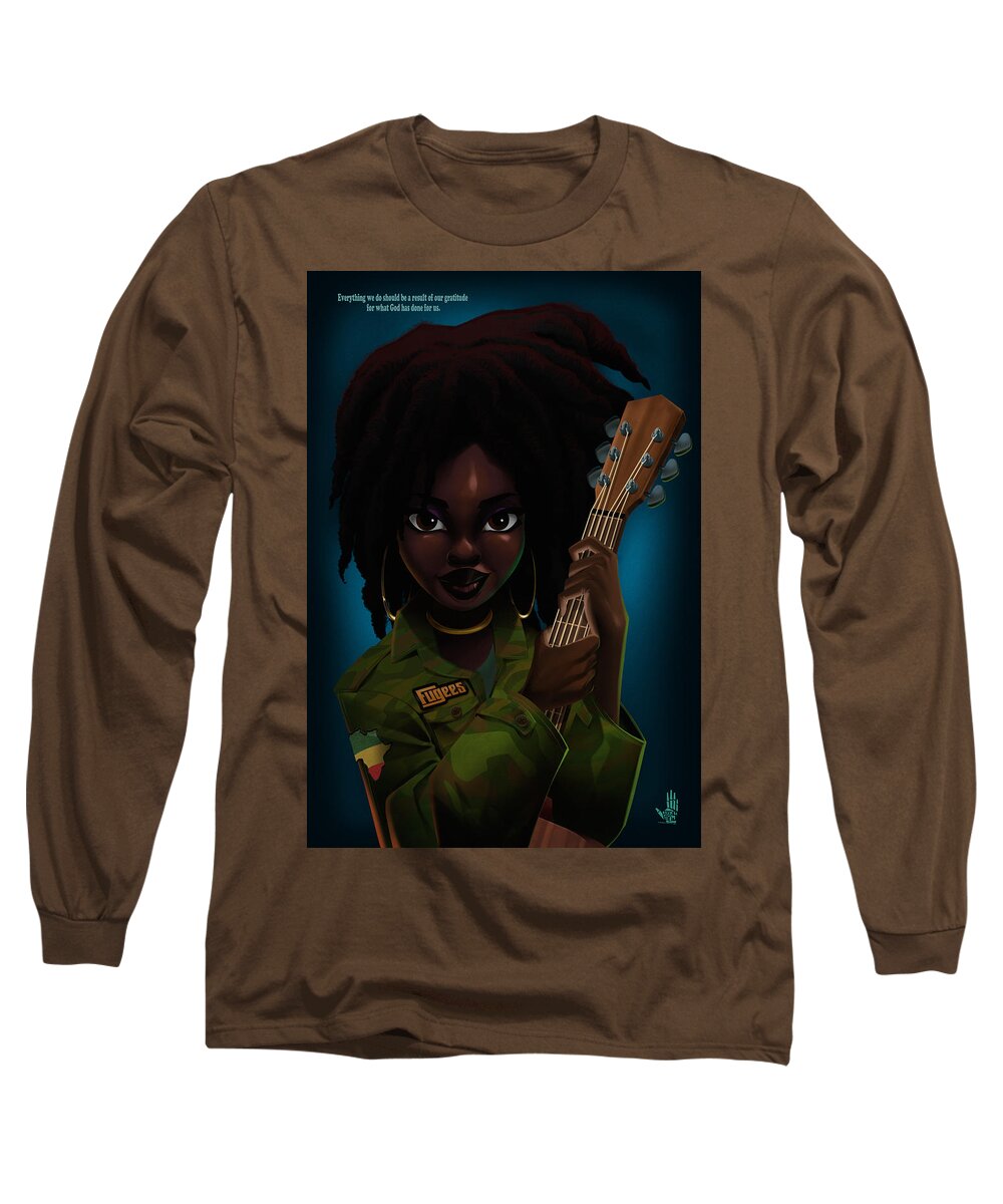 Lauryn Hill Long Sleeve T-Shirt featuring the digital art Lauryn Hill by Nelson Dedos Garcia