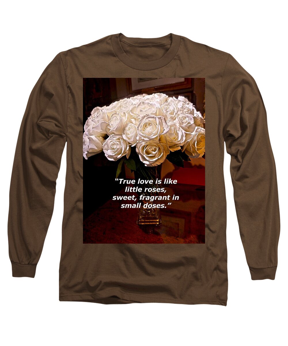 Inspiring Quote About Love Long Sleeve T-Shirt featuring the painting Little Love Roses by Joan Reese