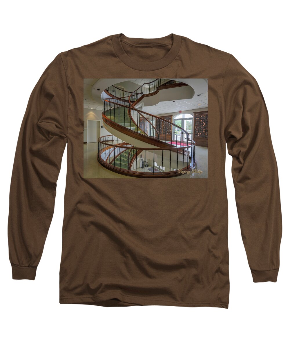 Ul Long Sleeve T-Shirt featuring the photograph Marttin Hall Spiral Stairway 2 by Gregory Daley MPSA