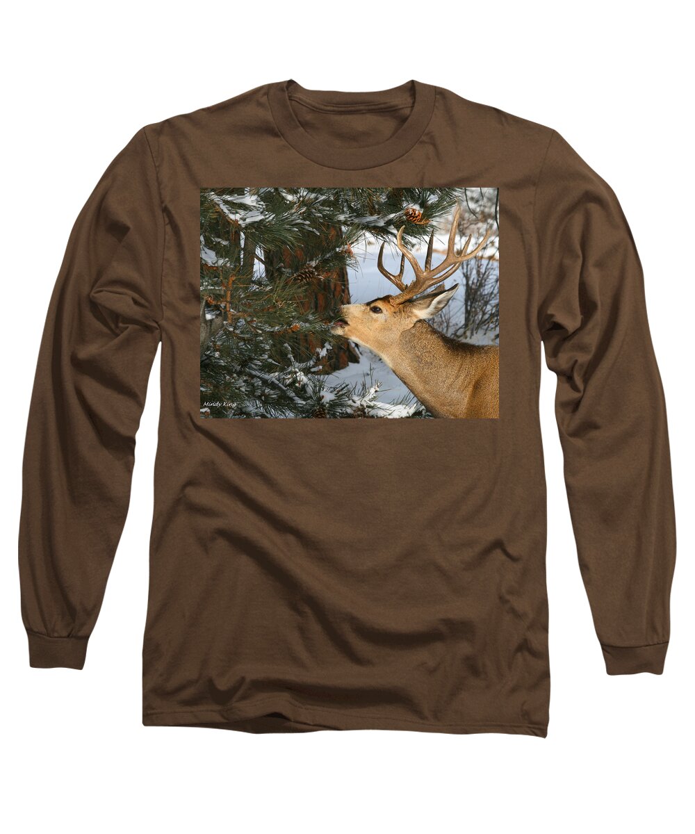 Mule Deer Long Sleeve T-Shirt featuring the photograph Mule Deer Browsing by Mindy Musick King