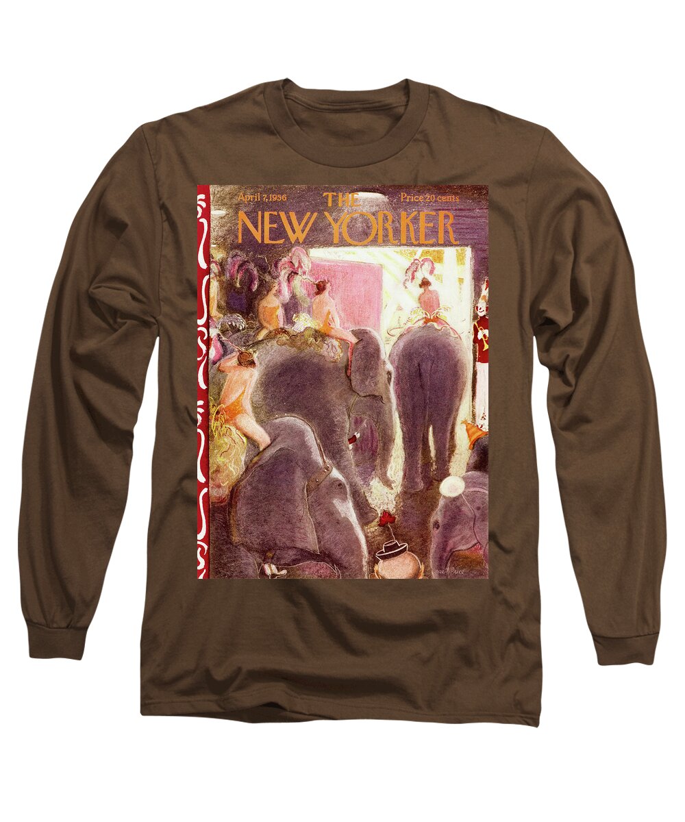 Showgirl Long Sleeve T-Shirt featuring the painting New Yorker April 7 1956 by Garrett Price