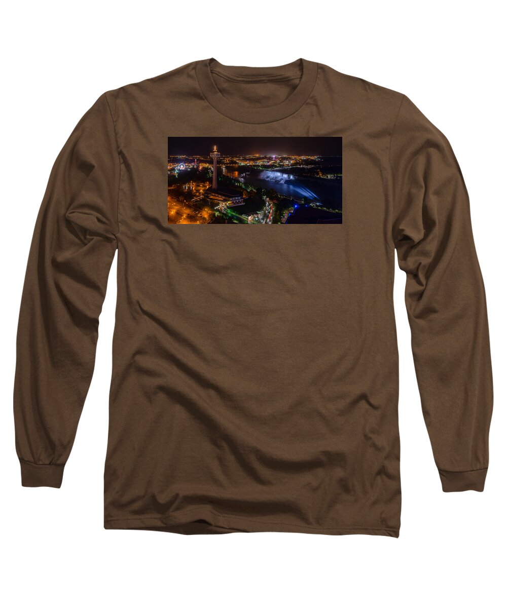 2:1 Long Sleeve T-Shirt featuring the photograph Niagara Falls at Night #3 by Mark Rogers