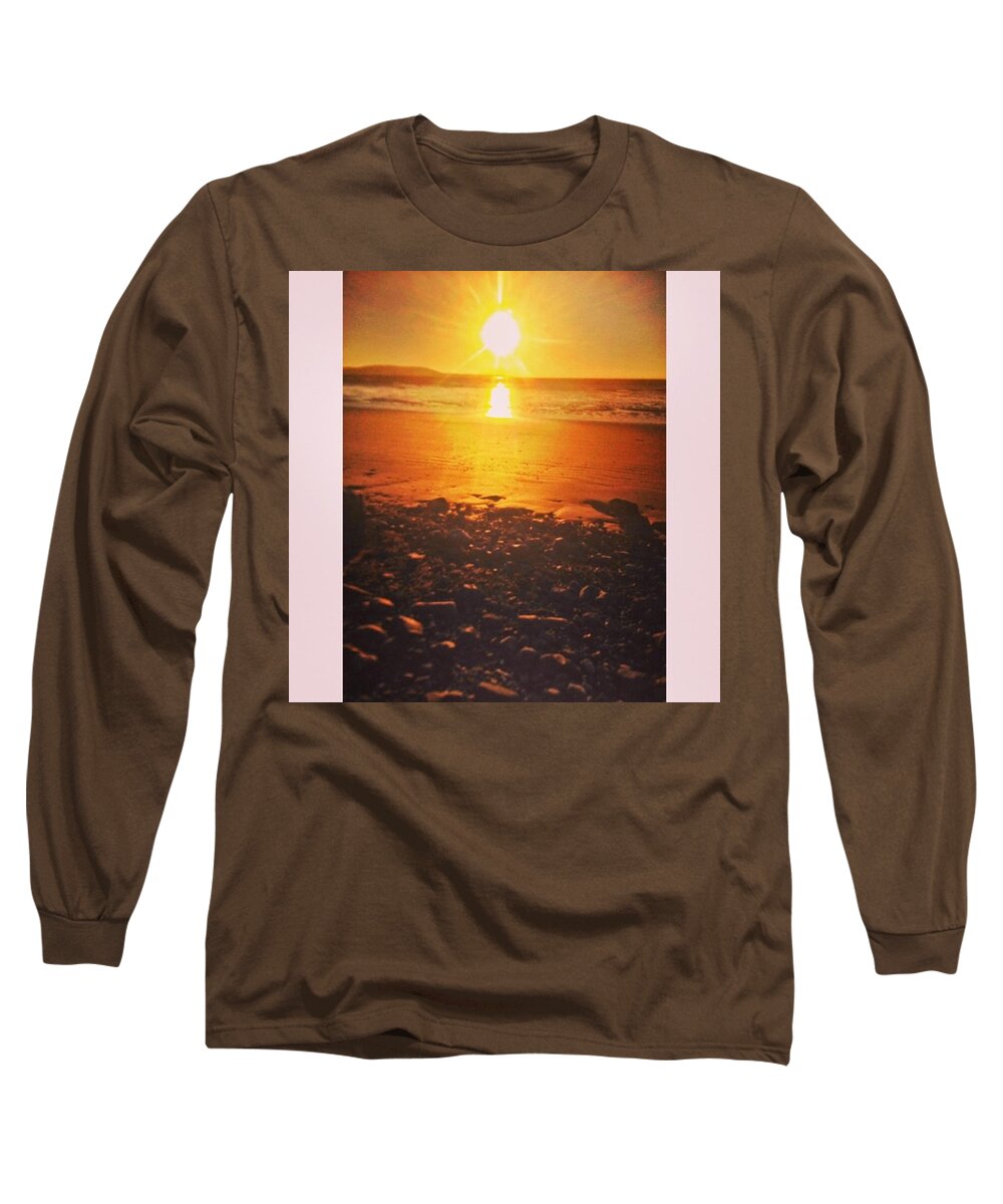 Stones Long Sleeve T-Shirt featuring the photograph Nice Glow To The Beach.
#beach #sunset by Tai Lacroix