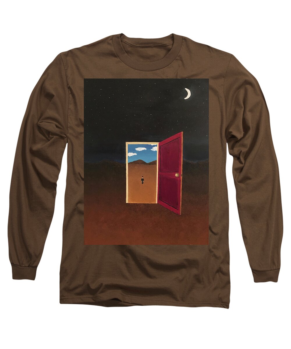 Magritte Long Sleeve T-Shirt featuring the painting Night Into Day by Thomas Blood