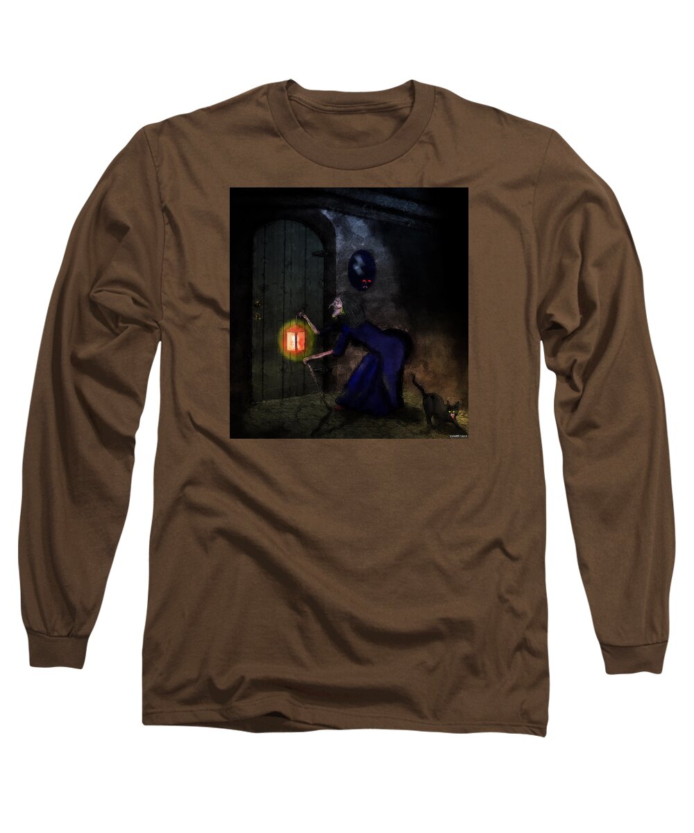 Afraid Long Sleeve T-Shirt featuring the digital art Noise in the Night by Ken Morris