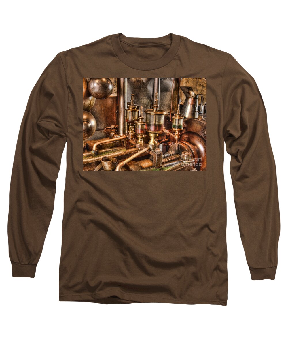Steam Engine Long Sleeve T-Shirt featuring the photograph Oil drip feed 1 by Steev Stamford