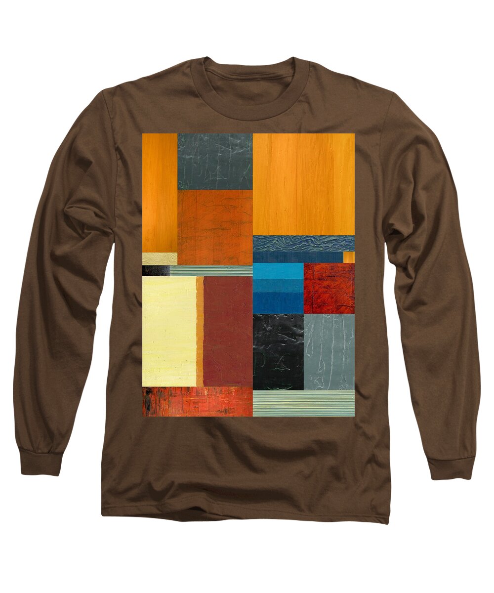 Multicolored Long Sleeve T-Shirt featuring the painting Orange Study with Compliments 3.0 by Michelle Calkins