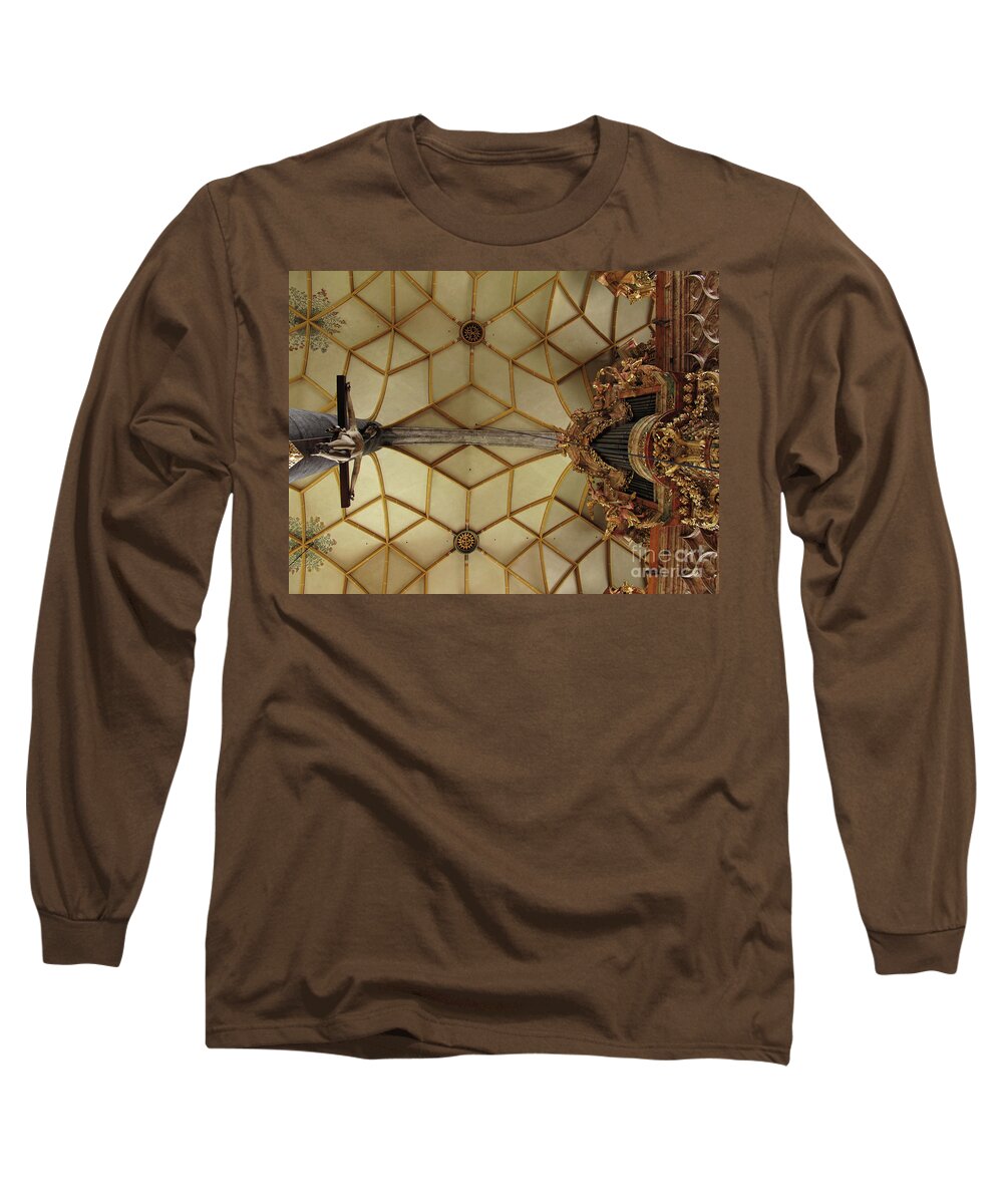 Christ Long Sleeve T-Shirt featuring the photograph Organ and Christ by Riccardo Mottola
