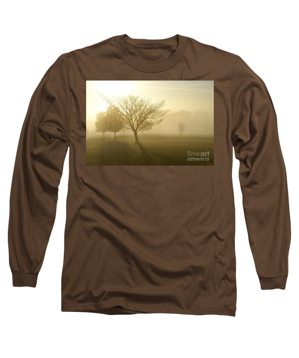 Fog Long Sleeve T-Shirt featuring the photograph Ozarks Misty Golden Morning Sunrise by Jennifer White