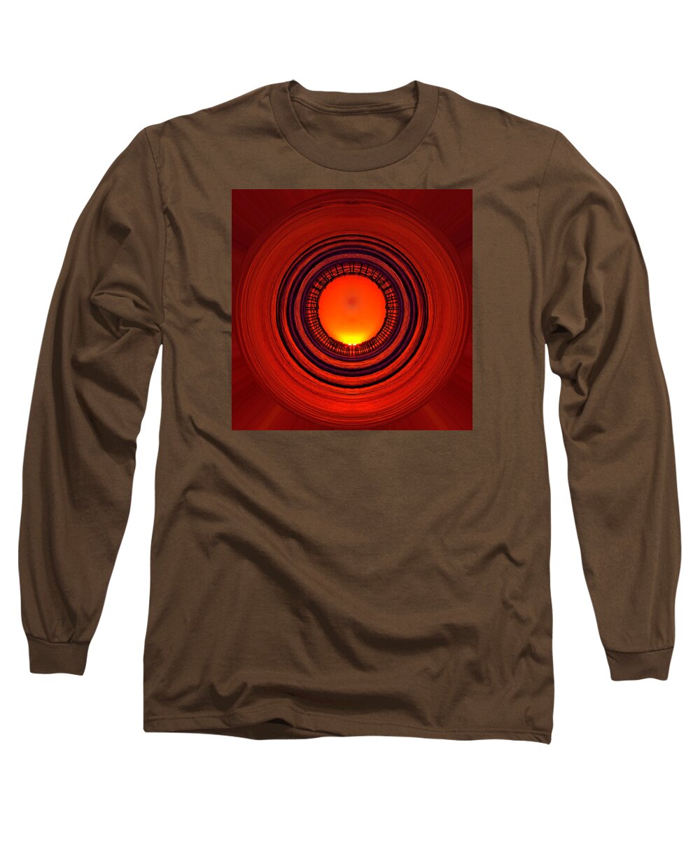 Abstract Long Sleeve T-Shirt featuring the photograph Pacific Beach Pier Sunset - Abstract by Peter Tellone