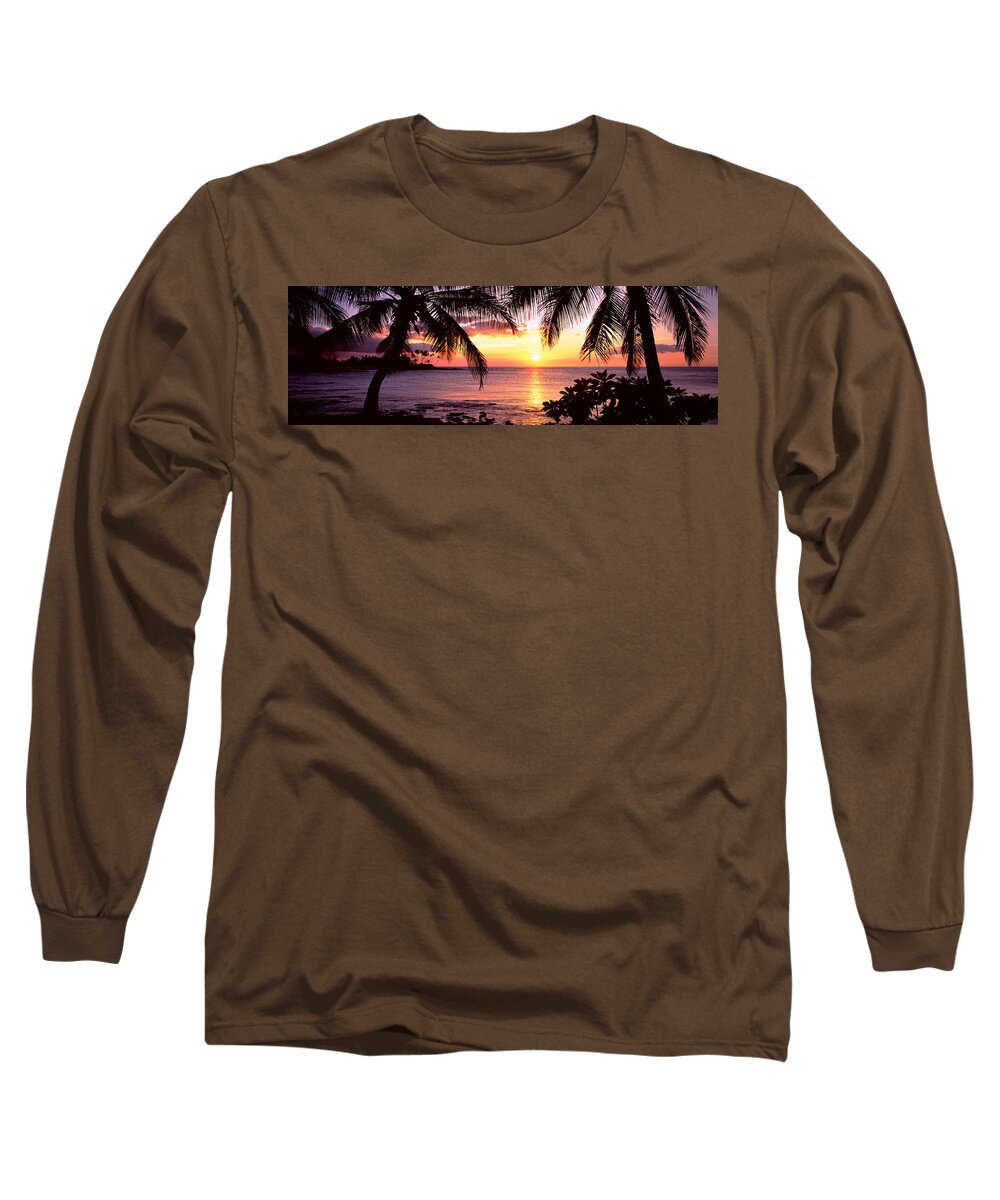 Photography Long Sleeve T-Shirt featuring the photograph Palm Trees On The Coast, Kohala Coast by Panoramic Images