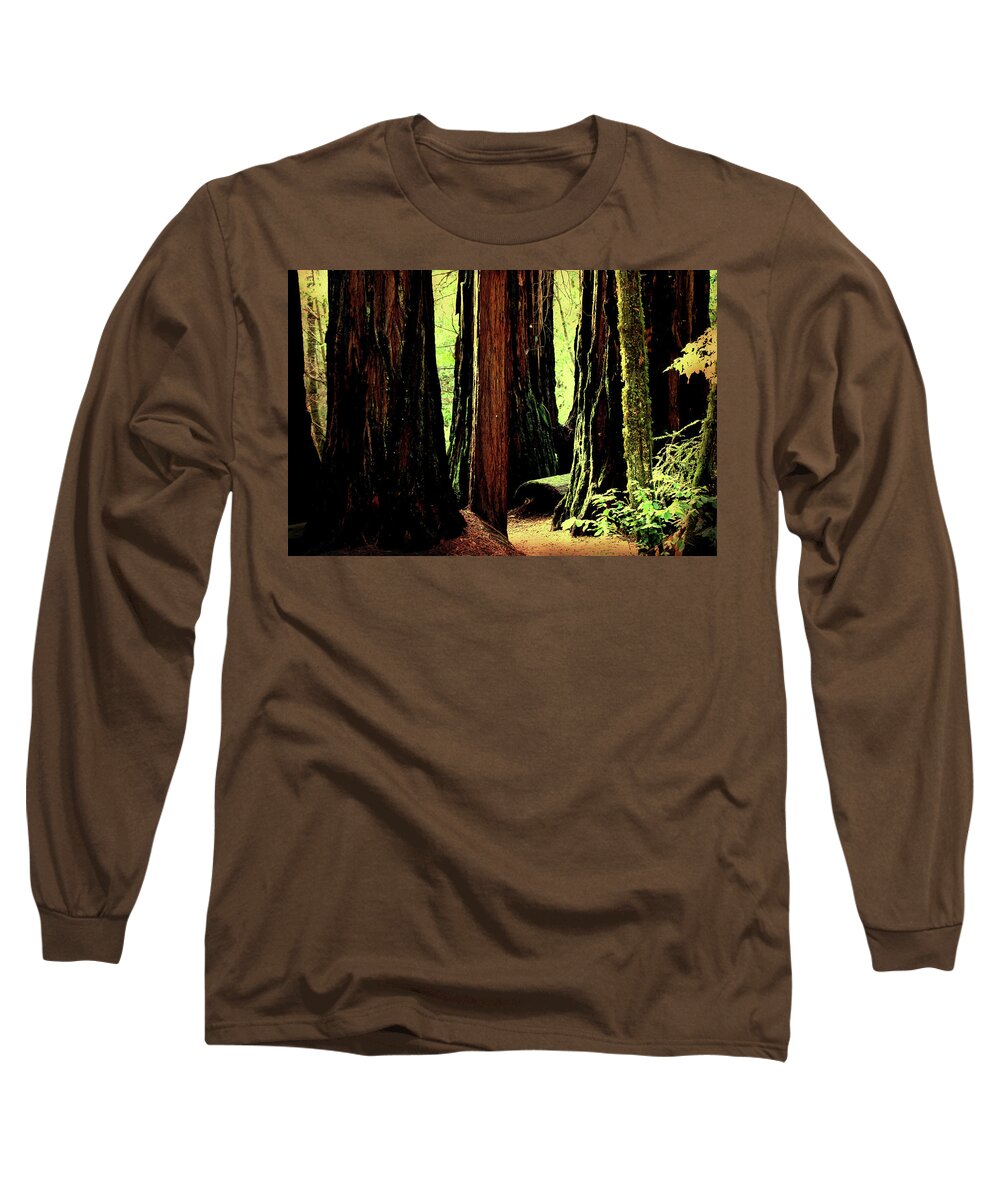 Tree Long Sleeve T-Shirt featuring the photograph Path Through The Forest Edge . 7D5432 by Wingsdomain Art and Photography