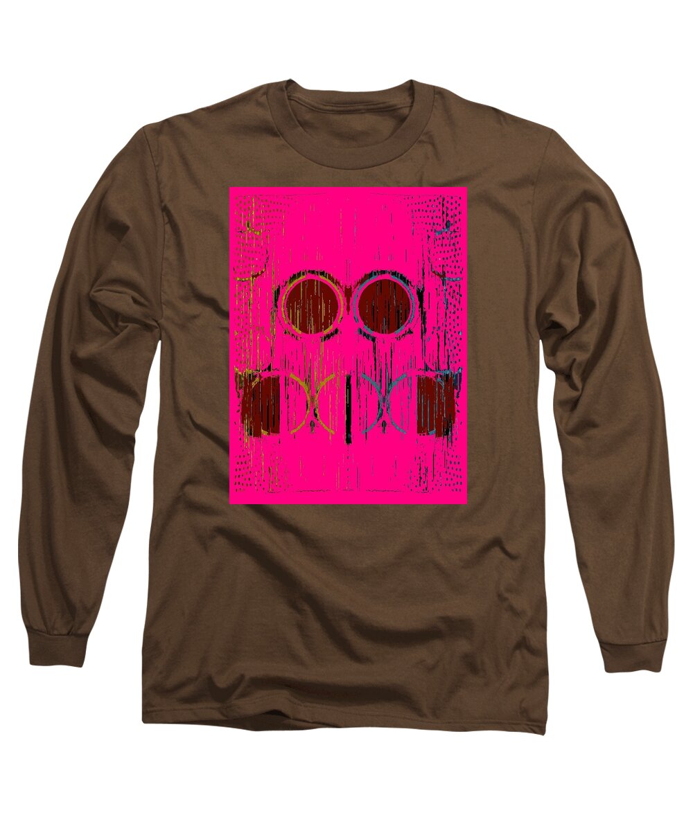 Pink Rings W/ Red Long Sleeve T-Shirt featuring the digital art Pink Rings by Cooky Goldblatt
