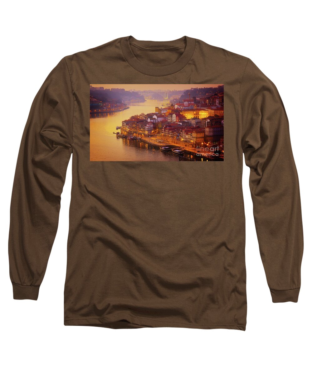 Old Long Sleeve T-Shirt featuring the photograph Pink Sunset in Porto by Anastasy Yarmolovich