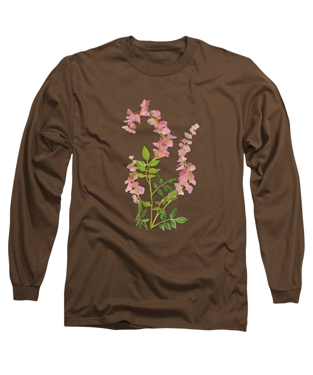 Pink Long Sleeve T-Shirt featuring the painting Pink Tiny Flowers by Ivana Westin