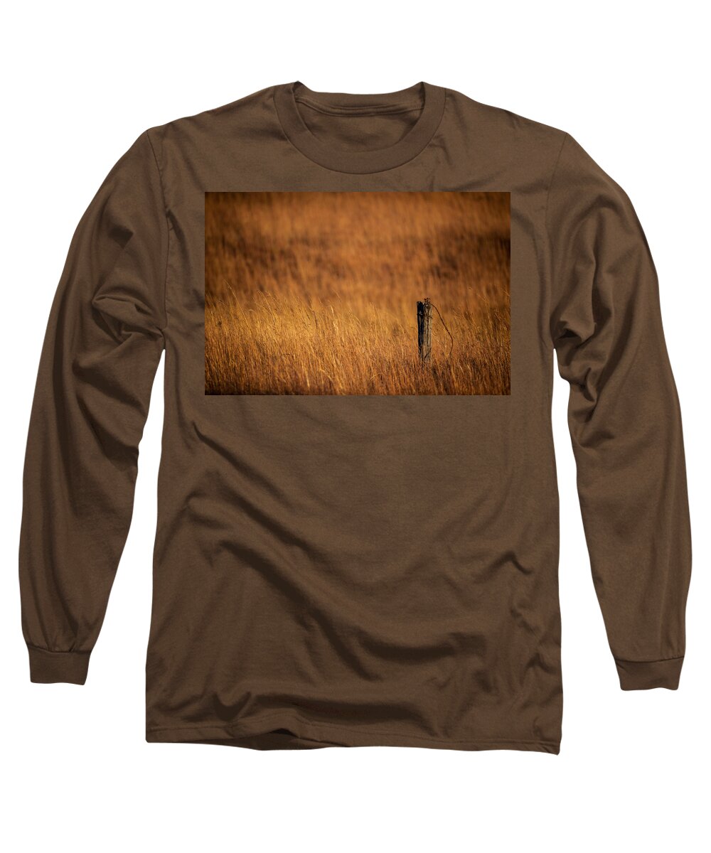 Fence Long Sleeve T-Shirt featuring the photograph Post Abandoned by Jeff Phillippi