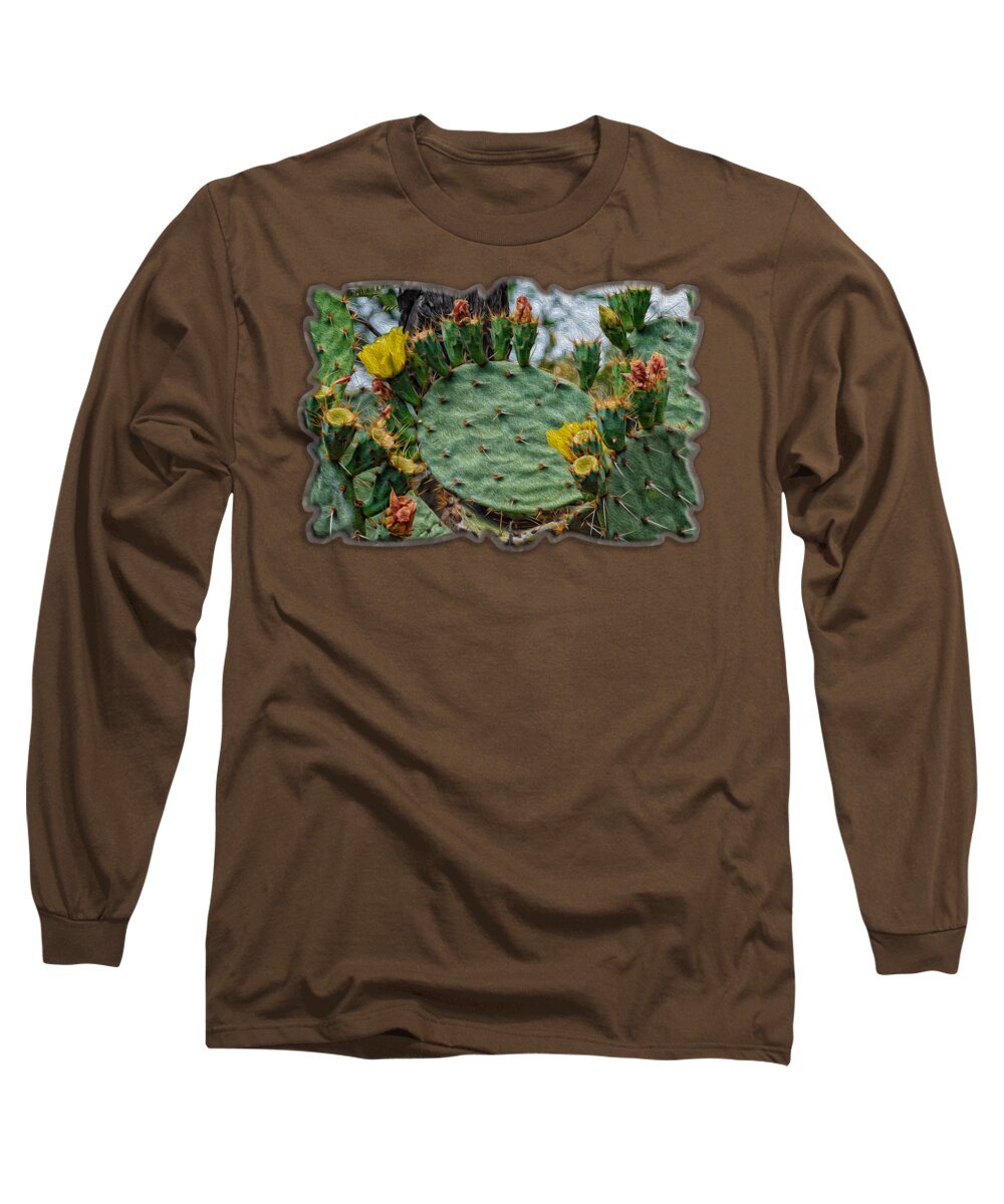 Mark Myhaver Long Sleeve T-Shirt featuring the photograph Prickly Pear Flowers OP46 by Mark Myhaver