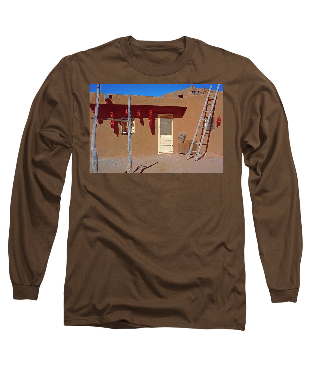 American Southwest Long Sleeve T-Shirt featuring the photograph Pueblo Home With Yellow Door by Ira Marcus