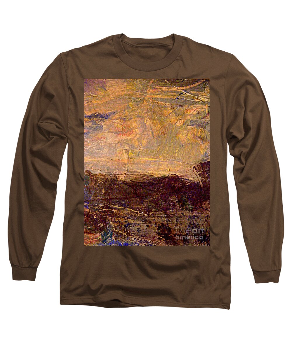 Abstract Landscape In Gouache With Inks Long Sleeve T-Shirt featuring the painting Radiant Light by Nancy Kane Chapman