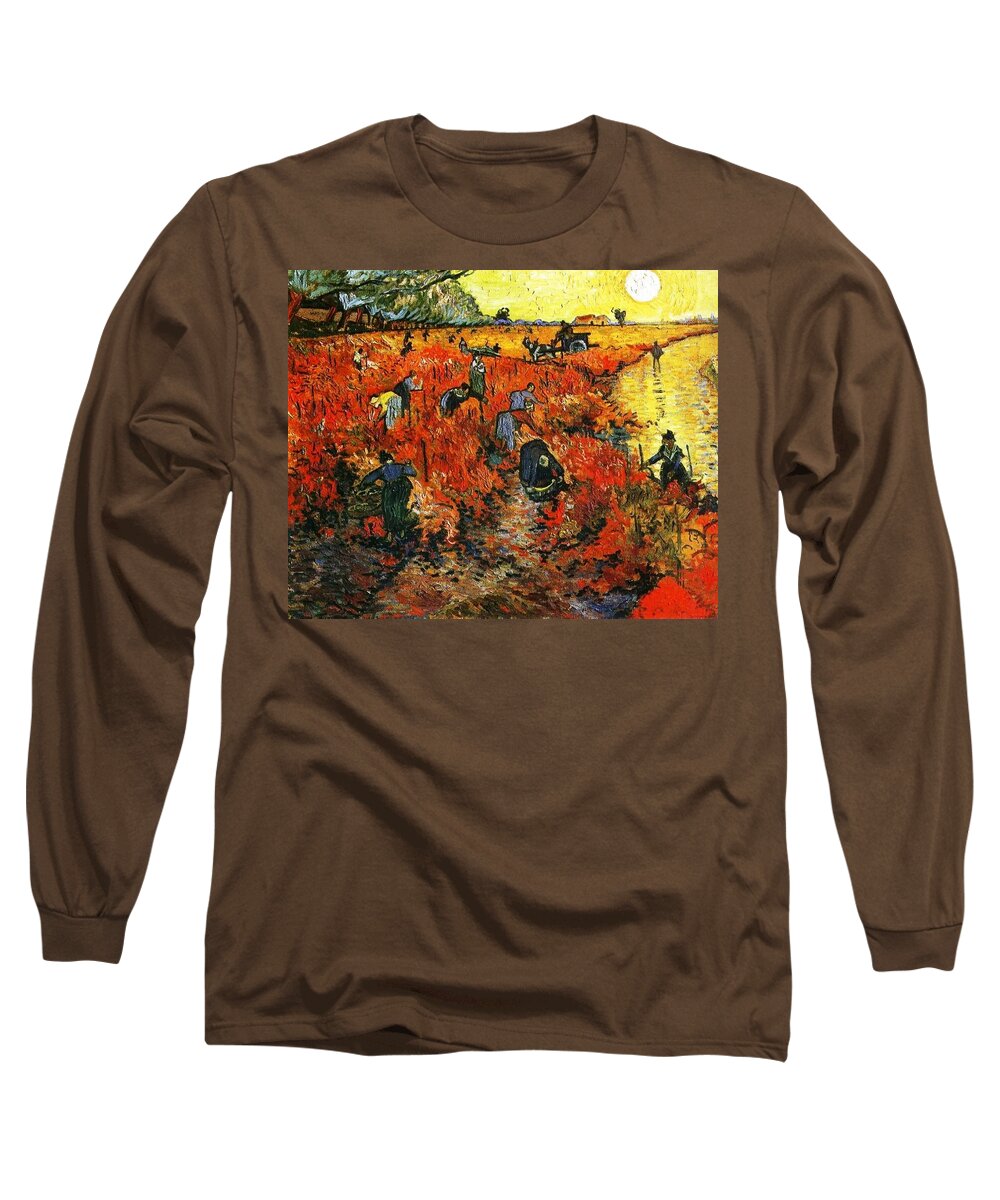 Impressionism Long Sleeve T-Shirt featuring the painting Red vineyard by Sumit Mehndiratta