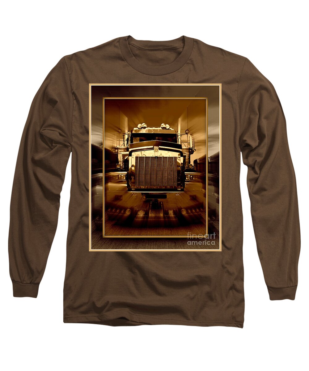 Trucks Long Sleeve T-Shirt featuring the photograph Sepia toned Kenworth Abstract by Randy Harris