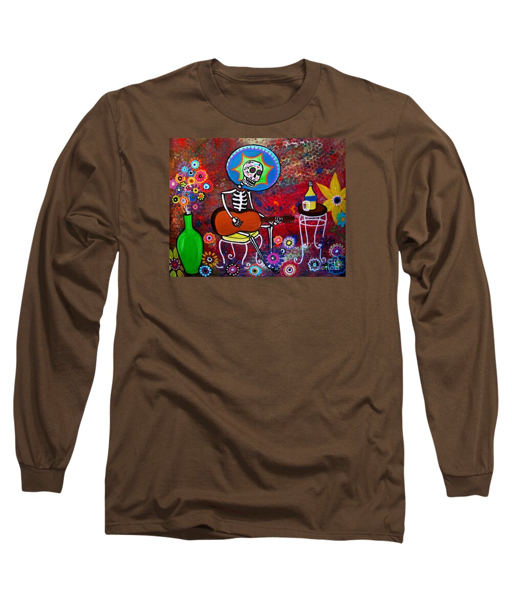 Day Of The Dead Long Sleeve T-Shirt featuring the painting Serenata II by Pristine Cartera Turkus