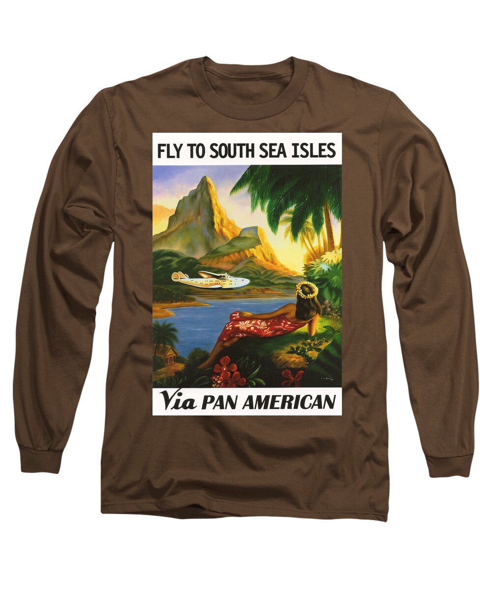 Background Long Sleeve T-Shirt featuring the digital art South Sea Isles by Georgia Clare