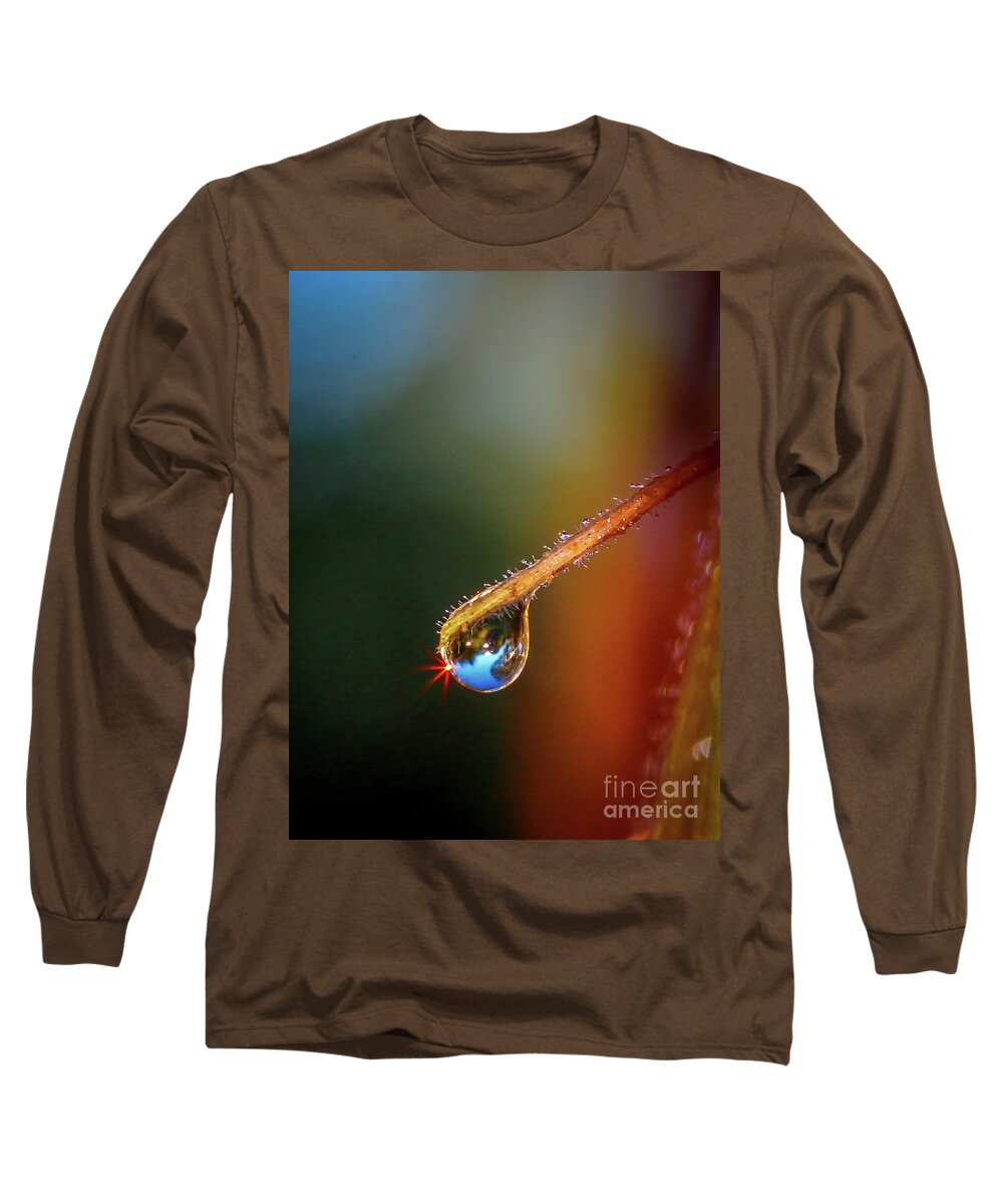 Dew Long Sleeve T-Shirt featuring the photograph Sparkling Drop of Dew by Tom Claud