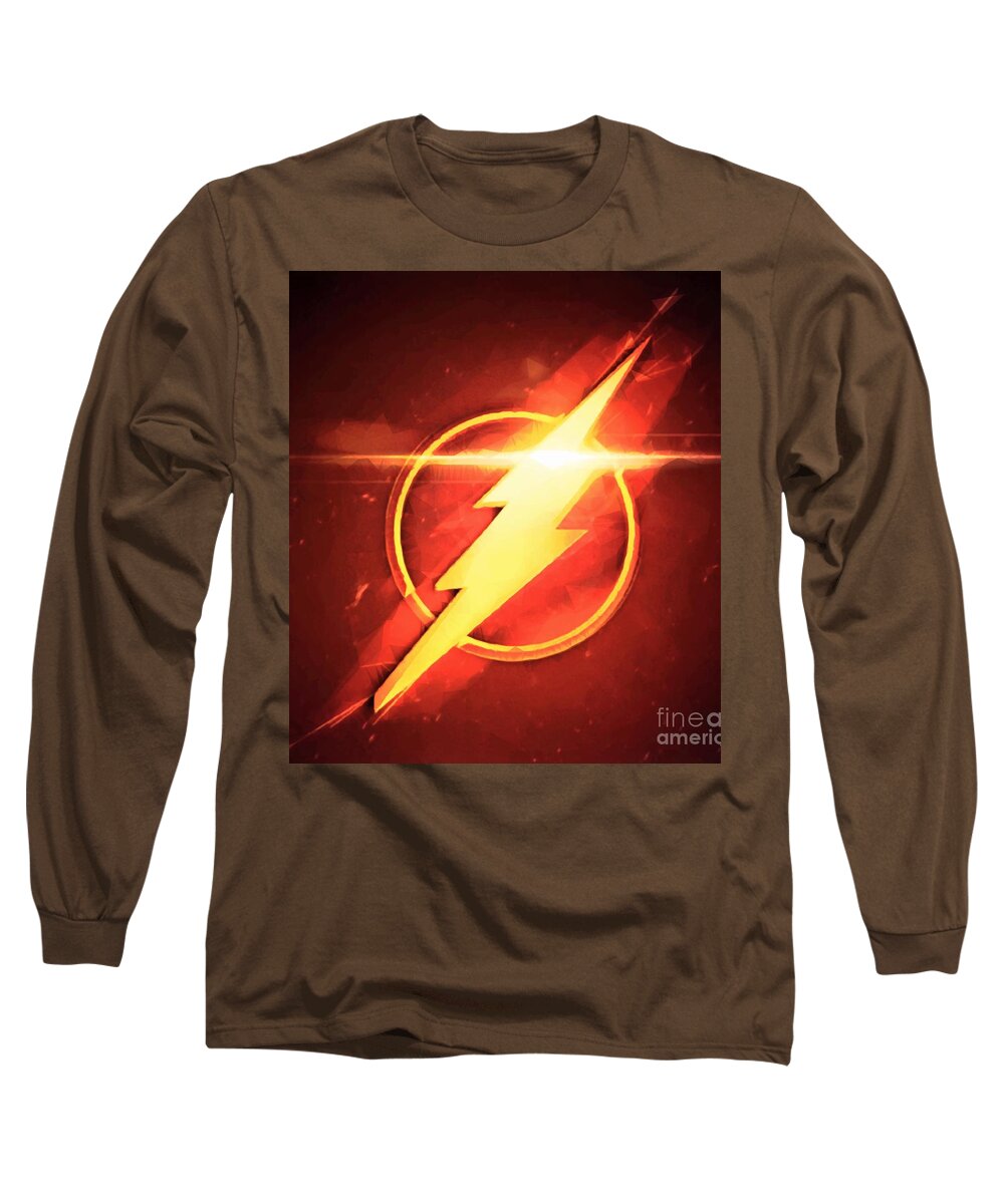 The Flash Long Sleeve T-Shirt featuring the digital art Speed Symbol by HELGE Art Gallery