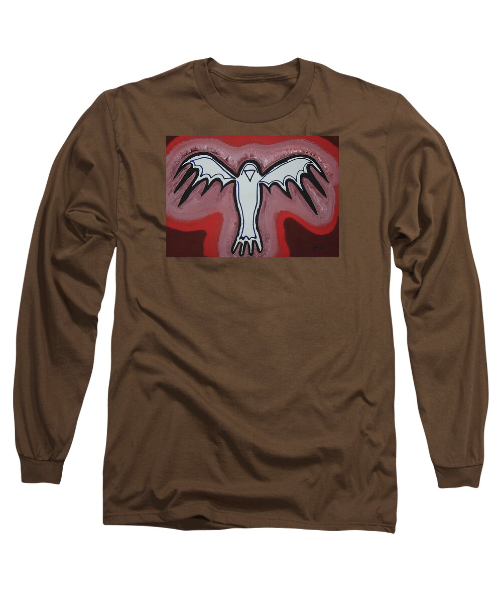 Crow Long Sleeve T-Shirt featuring the painting Spirit Crow original painting by Sol Luckman