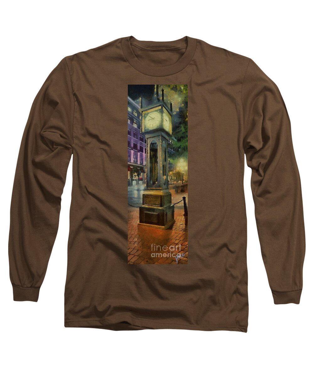 Gastown. Jimo Long Sleeve T-Shirt featuring the digital art Steam Clock GasTown by Jim Hatch