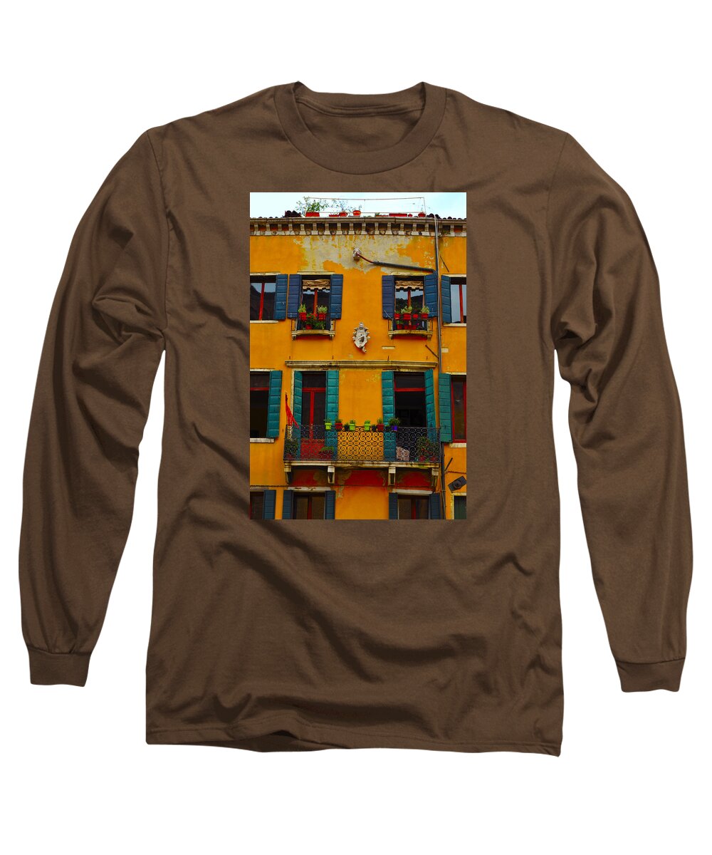 Digital Long Sleeve T-Shirt featuring the photograph Street Scene Venice by Richard Ortolano