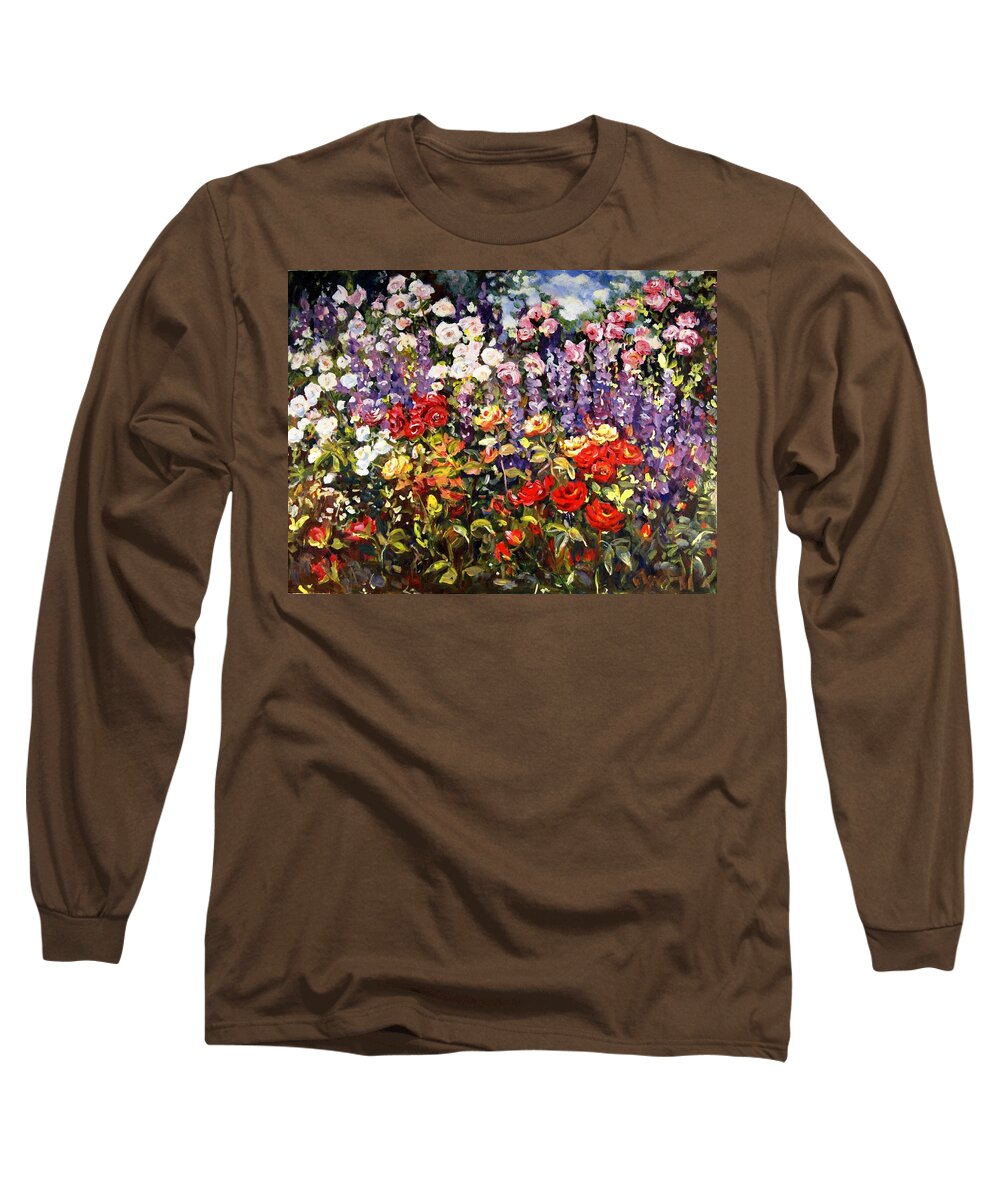 Ingrid Dohm Long Sleeve T-Shirt featuring the painting Summer Garden II by Ingrid Dohm