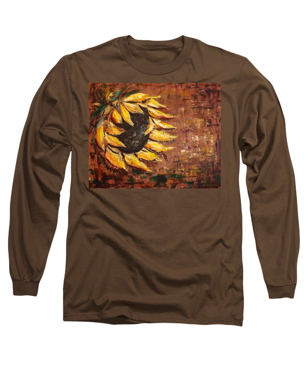 Flower Long Sleeve T-Shirt featuring the painting Sunflower by Gina De Gorna
