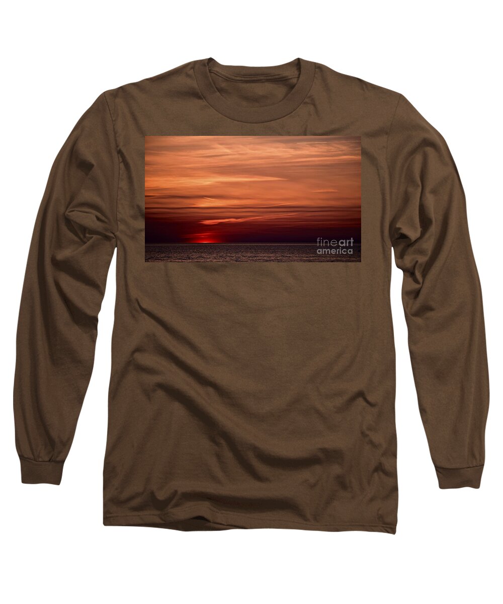 First Encounter Beach Long Sleeve T-Shirt featuring the photograph Sun's Last Encounter by Debra Banks