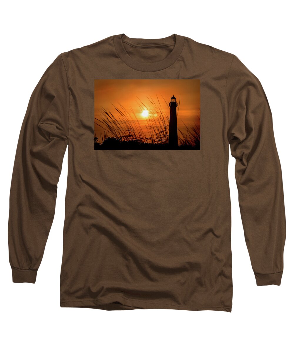Lighthouse Long Sleeve T-Shirt featuring the photograph Sunset at CM Lighthouse by Don Johnson