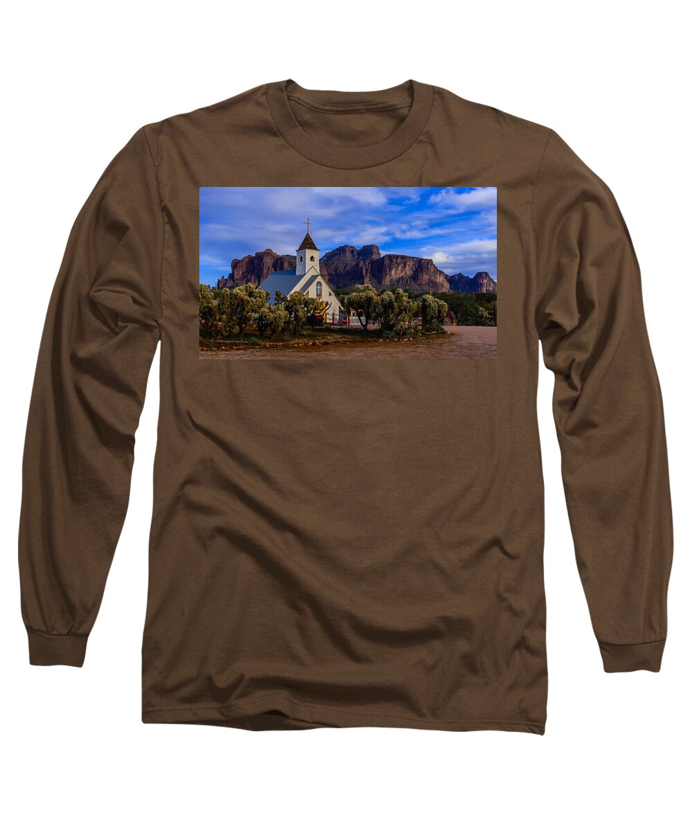 Superstition Long Sleeve T-Shirt featuring the photograph Superstition Church by Mike Ronnebeck