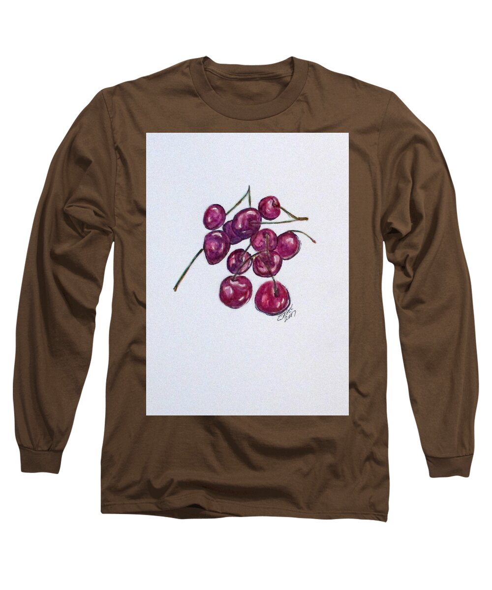 Fruit Long Sleeve T-Shirt featuring the painting Sweet Cherry by Clyde J Kell