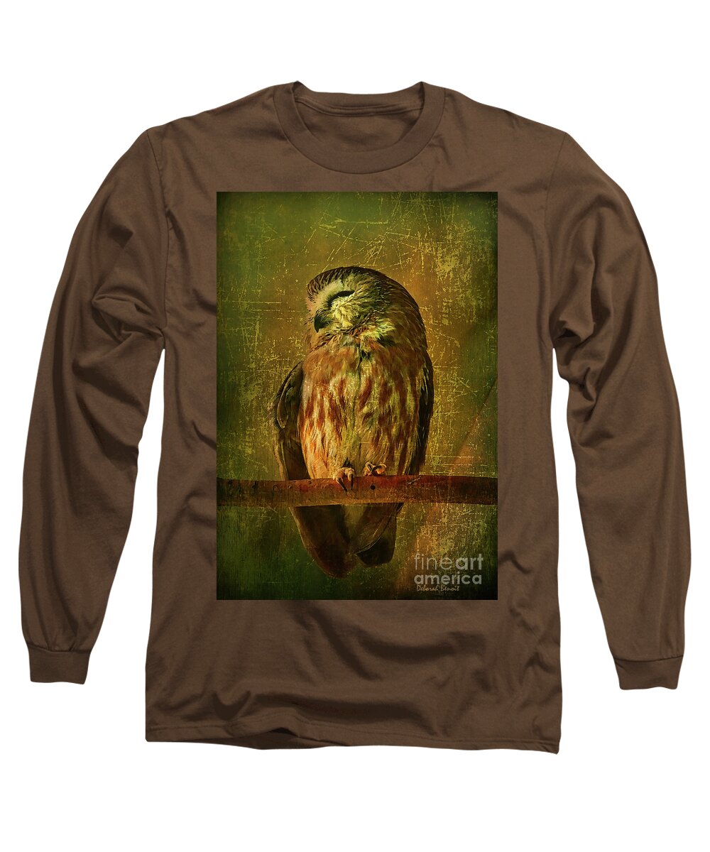 Owl Long Sleeve T-Shirt featuring the photograph Taking A Snooze by Deborah Benoit