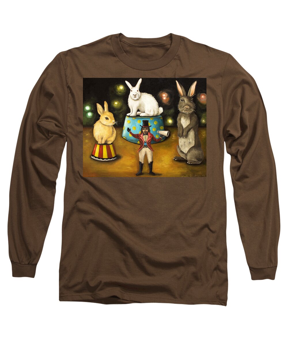 Bunnies Long Sleeve T-Shirt featuring the painting Taming Of The Giant Bunnies by Leah Saulnier The Painting Maniac