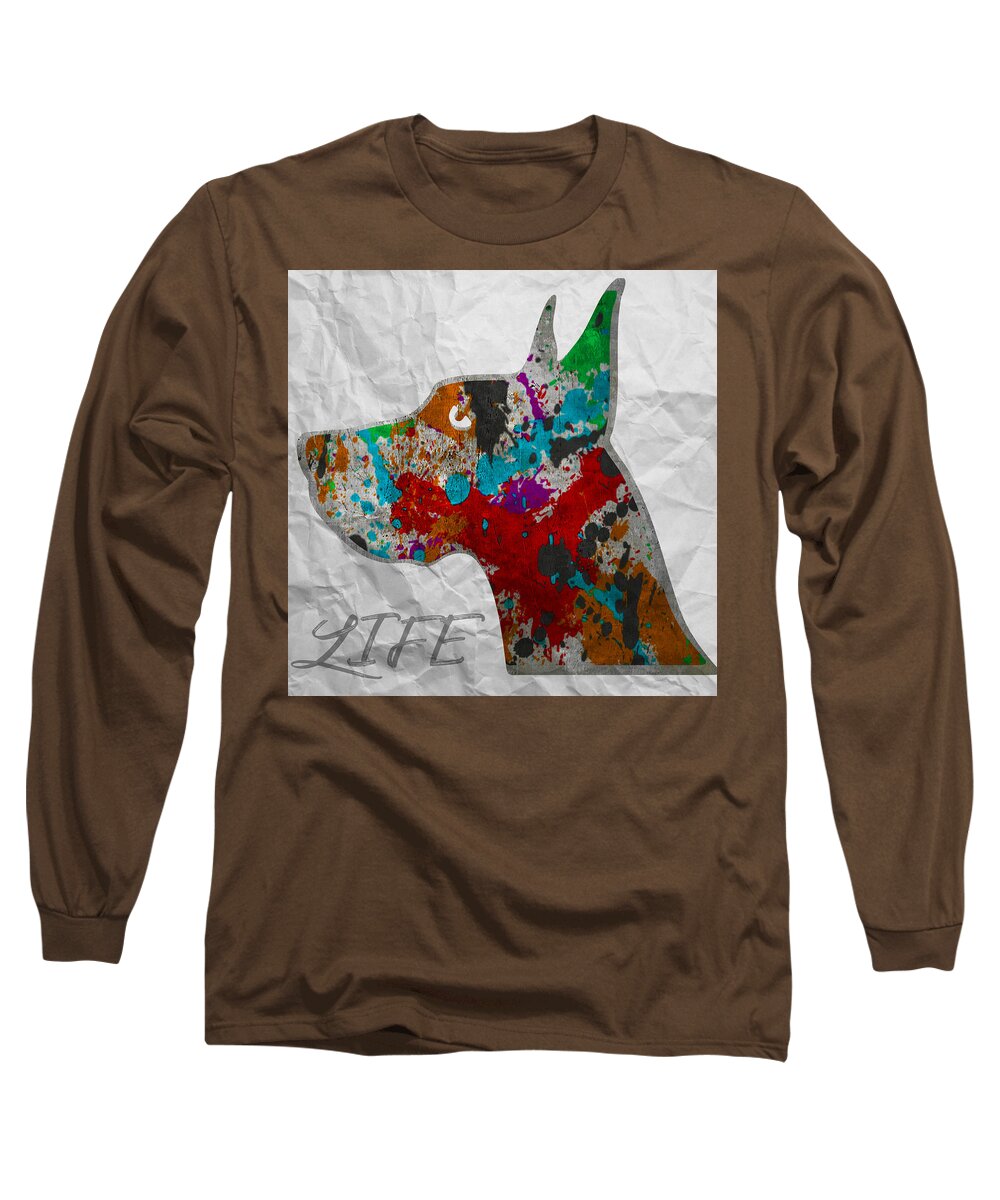 Dog Long Sleeve T-Shirt featuring the painting That's Life - Dog Gone It . Exclamation Goes here by Robert R Splashy Art Abstract Paintings