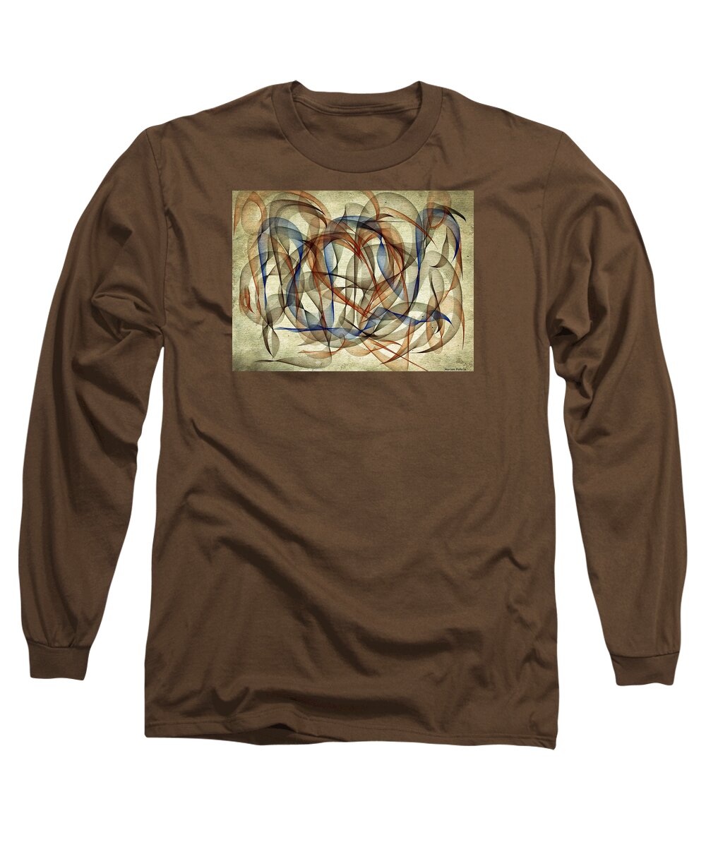 Blues Long Sleeve T-Shirt featuring the painting The Blues Abstract by Marian Lonzetta
