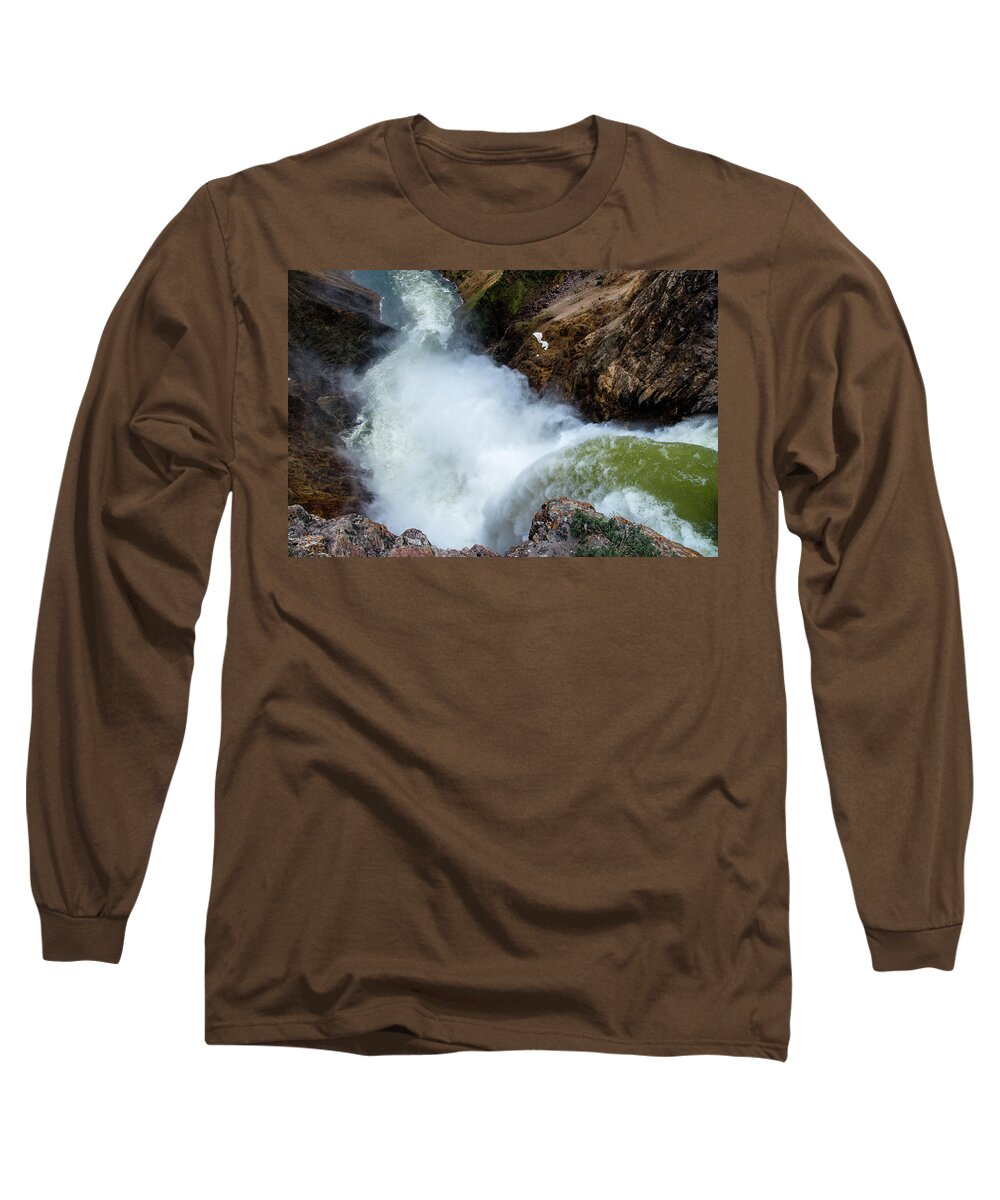 Canyon Long Sleeve T-Shirt featuring the photograph The Brink of the Lower Falls of the Yellowstone River by Frank Madia