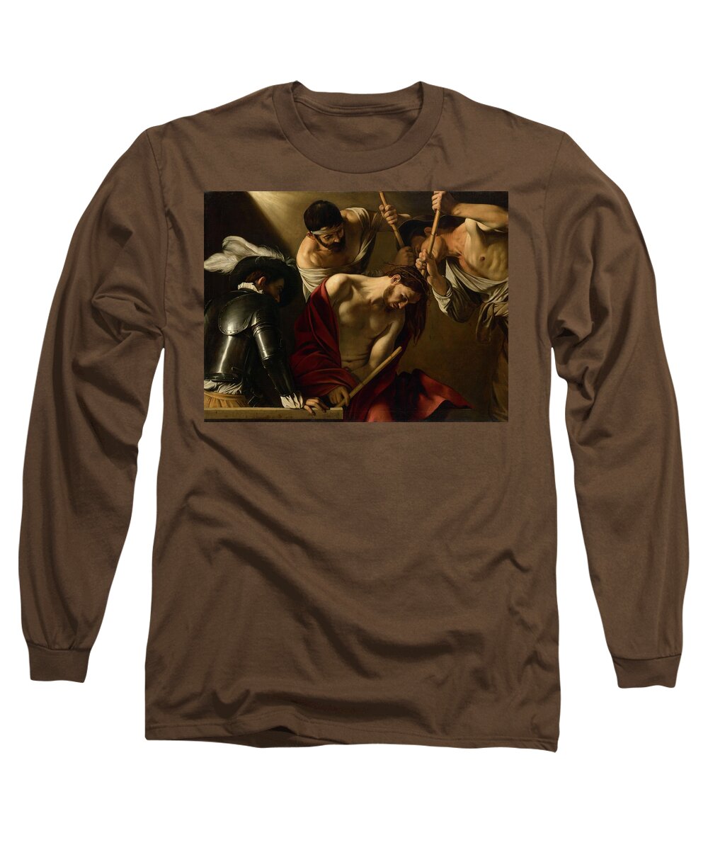 Crowning Long Sleeve T-Shirt featuring the painting The Crowning With Thorns by Troy Caperton