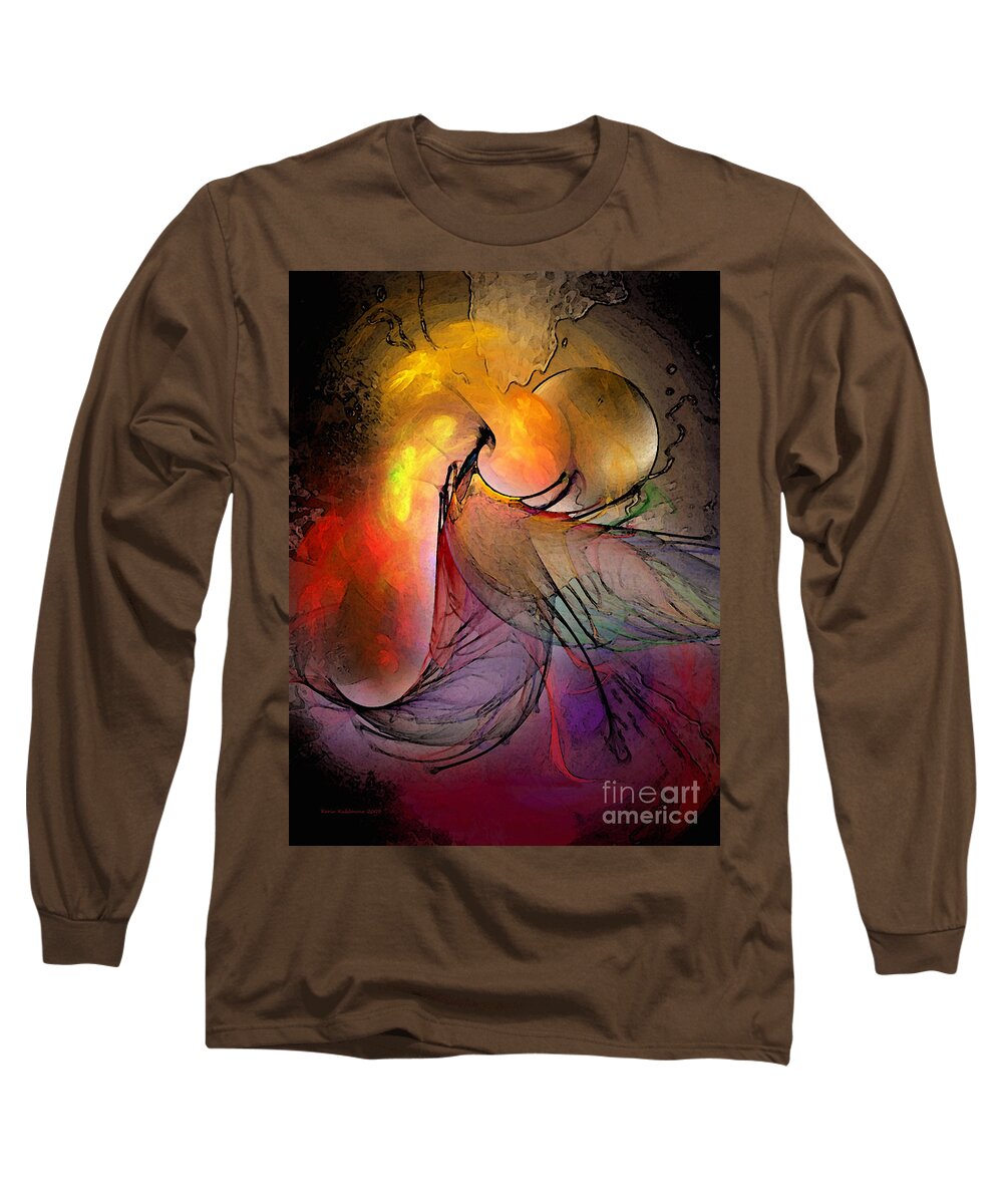 Abstract Long Sleeve T-Shirt featuring the digital art The Firedevil by Karin Kuhlmann