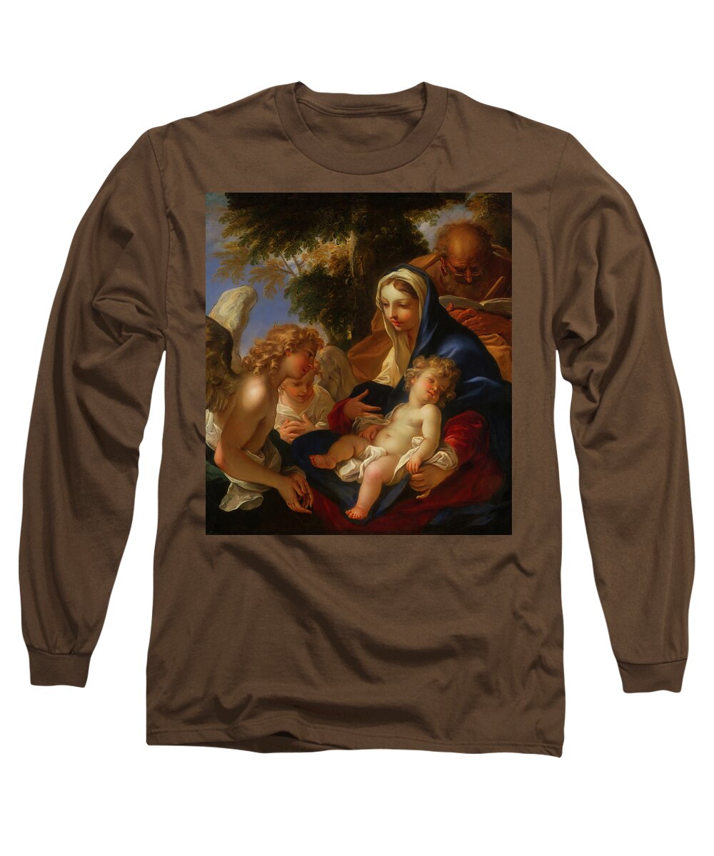 Painting Long Sleeve T-Shirt featuring the painting The Holy Family With Angels by Mountain Dreams