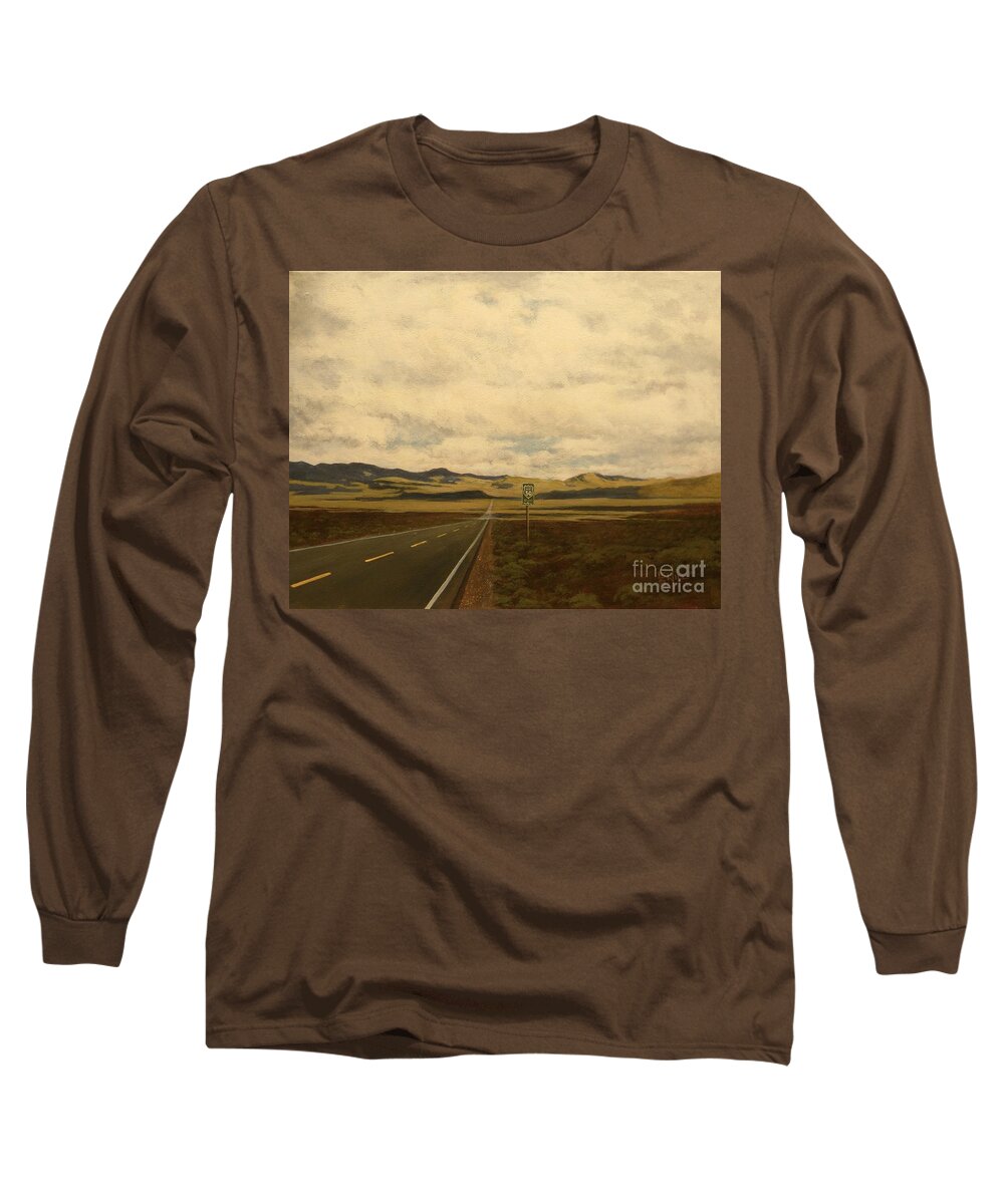 Nevada Long Sleeve T-Shirt featuring the painting The Loneliest Road by Paul K Hill
