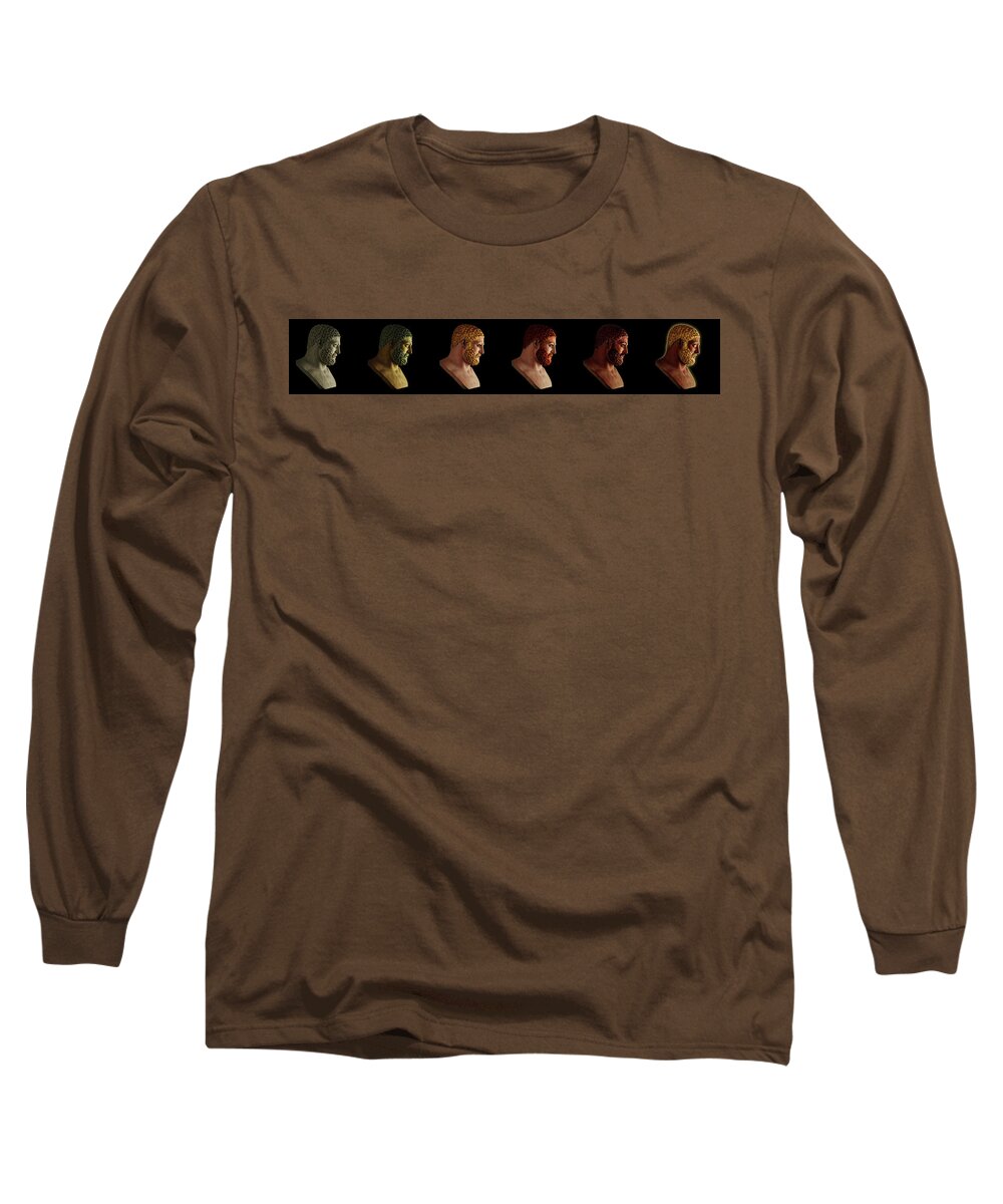 Hercules Long Sleeve T-Shirt featuring the mixed media The many Faces of Hercules by Shawn Dall